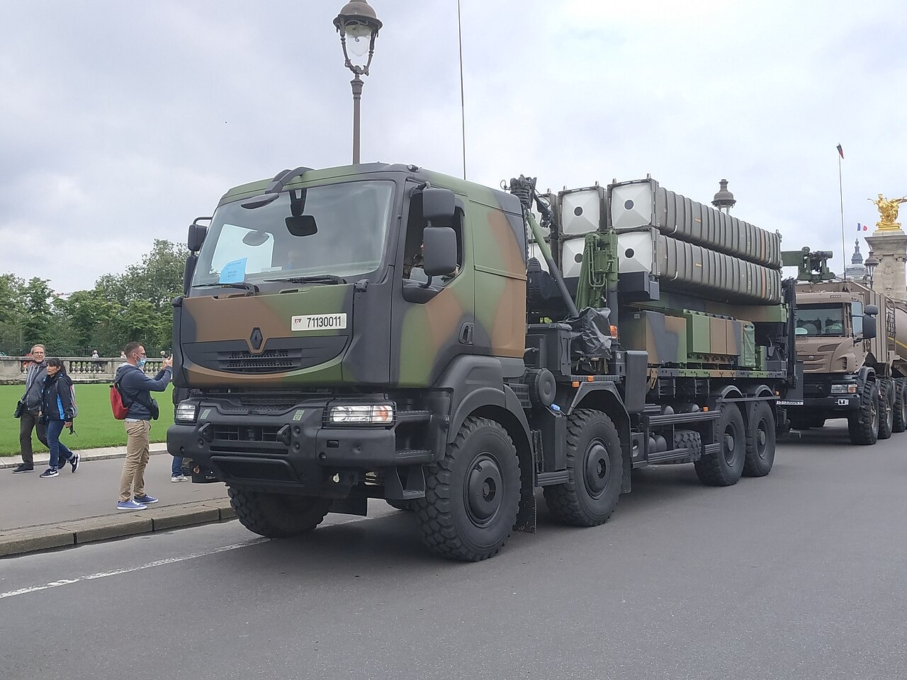 File photo: A SAMP/T surface-to-air missile system on display after France's July 14, 2021 parade. Illustrative context; not a photograph of the reported event.