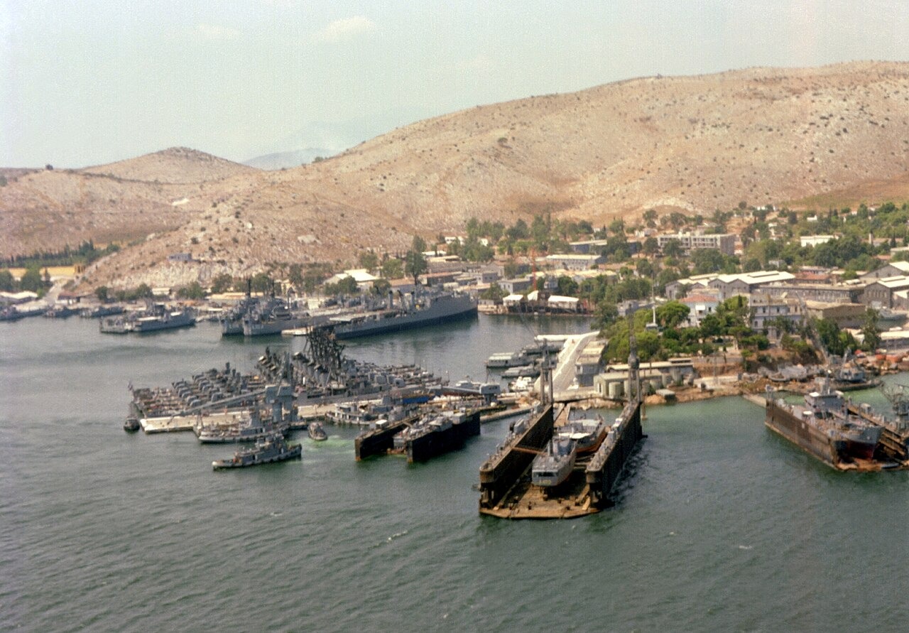 File photo: File photo: Greek naval vessels at Salamis Naval Base in 1979. Illustrative context; not a photograph of the reported event.