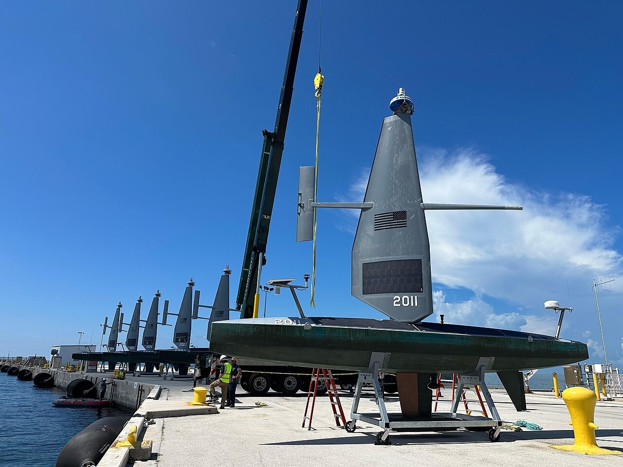 File photo: File photo: Saildrone Voyager unmanned surface vessels prepared for deployment at Naval Air Station Key West in Florida, September 13, 2023. Illustrative context; not a photograph of the reported event.