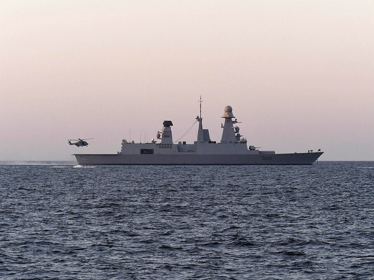 File photo: File photo of the French Navy destroyer Chevalier Paul underway in the Arabian Sea during exercise "Khunjar Haad" on 6 February 2018, with an NH90 helicopter operating near the ship. Illustrative context; not a photograph of the reported event.