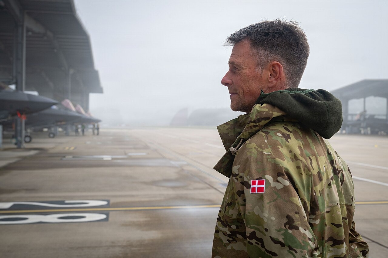 File photo: A Danish Royal Air Force crew chief stands near F-35A aircraft at RAF Lakenheath, England. Illustrative context; not a photograph of the reported event.